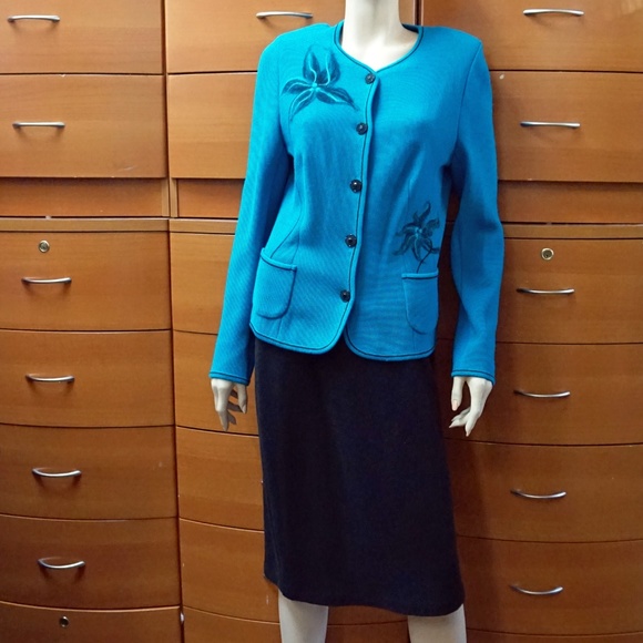 KNITTED WOOL SKIRT SUIT WORK OCCASION PLUS SIZE - Picture 2 of 8